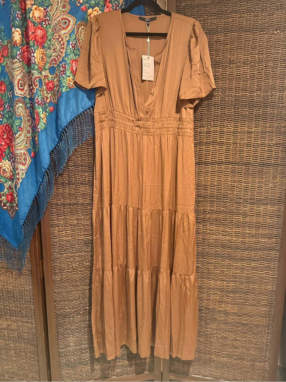 Quince Washable Silk Maxi Dress Copper Brown NWT - Picture 9 of 9